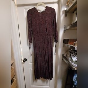 Black and red polka dot midi dress